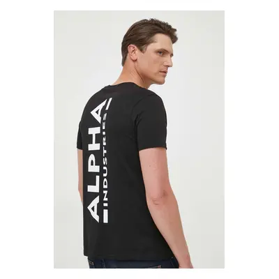 Bavlněné tričko Alpha Industries T 128507 03 černá barva, s potiskem, 128507.03-black