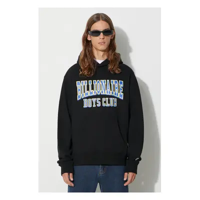 Bavlněná mikina Billionaire Boys Club VARSITY LOGO POPOVER HOOD pánská, černá barva, s kapucí, p