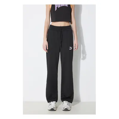 Tepláky Puma T7 High Waist Pant černá barva, hladké, 624212