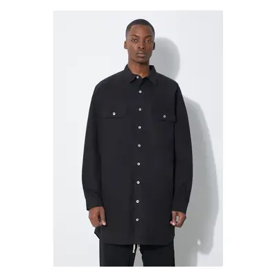 Bavlněná košile Rick Owens Jumbo černá barva, relaxed, s klasickým límcem, DU01D1297.P.09