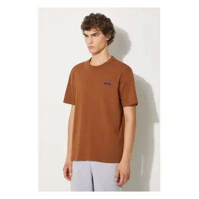 Bavlněné tričko A.P.C. t-shirt boxy petit vpc hnědá barva, COHBQ.H26391