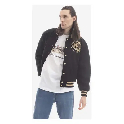 Bunda z vlněné směsi Billionaire Boys Club Astro Varsity Jacket B22201 BLACK černá barva, přecho