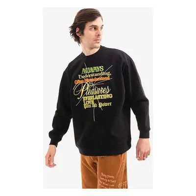 Mikina PLEASURES Faith Crewneck pánská, černá barva, s potiskem, P21W027-BLACK,