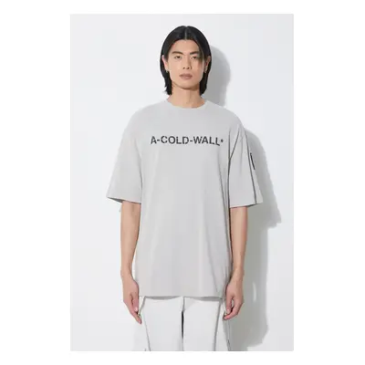 Bavlněné tričko A-COLD-WALL* Overdye Logo T-Shirt šedá barva, s potiskem, ACWMTS186