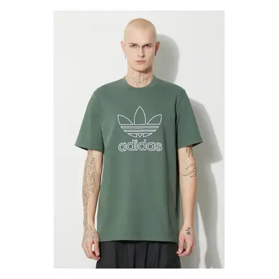 Bavlněné tričko adidas Originals Trefoil Tee zelená barva, s aplikací, IR7993