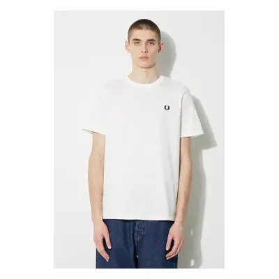 Bavlněné tričko Fred Perry Crew Neck T-Shirt bílá barva, s aplikací, M1600.129