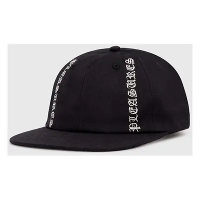 Bavlněná baseballová čepice PLEASURES Horns Canvas Cap černá barva, s potiskem, P24SP067.BLACK