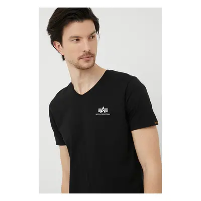 Bavlněné tričko Alpha Industries černá barva, 106513.03-Black