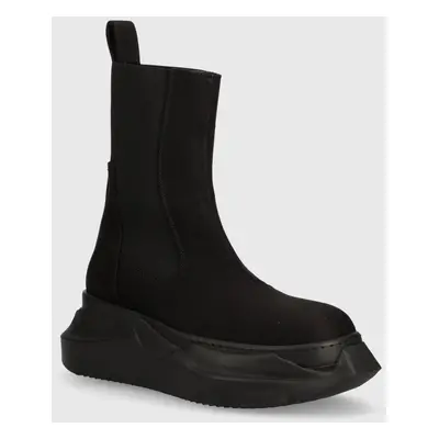 Boty s gumou Rick Owens Woven Boots Beatle Abstract dámské, černá barva, na platformě, DS01D1846