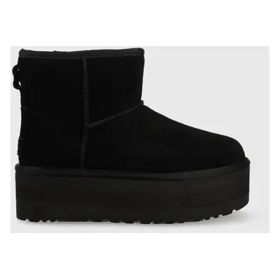 Kožené sněhule UGG Classic Mini Platform černá barva, 1134991.BLK