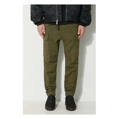 Bavlněné kalhoty Alpha Industries Airman Pant zelená barva, 188201.142