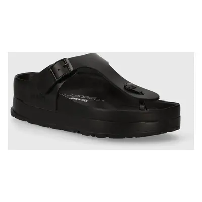 Kožené žabky Birkenstock Gizeh Flex Platform dámské, černá barva, na platformě, 1026874