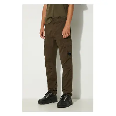 Kalhoty C.P. Company Stretch Sateen Ergonomic Lens Double Cargo Pants pánské, zelená barva, přil