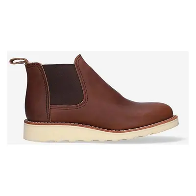 Kožené kotníkové boty Red Wing dámské, hnědá barva, na plochém podpatku, 3445.Classic-Brown