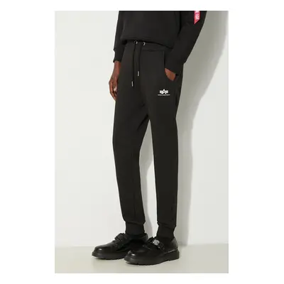 Tepláky Alpha Industries černá barva, hladké, 116370.03-Black