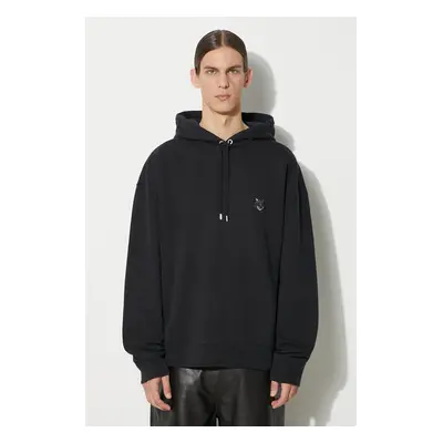 Bavlněná mikina Maison Kitsuné Bold Fox Head Patch Oversize Hoodie pánská, černá barva, s kapucí