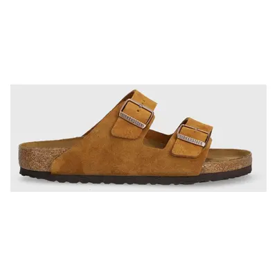 Semišové pantofle Birkenstock Arizona pánské, hnědá barva, 1027082