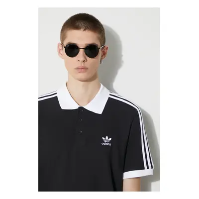 Bavlněné polo tričko adidas Originals Adicolor Classics 3-Stripes černá barva, s aplikací, IL250