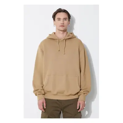 Bavlněná mikina 424 Alias Hoodie pánská, béžová barva, s kapucí, hladká, FF4SMF01AP-JE375.706