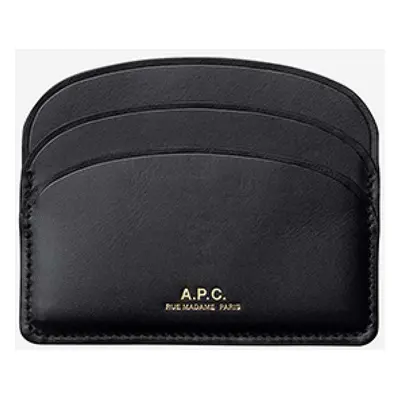 Kožené pouzdro na karty A.P.C. Porte-cartes Demi-lune PXAWV-F63270 BLACK černá barva