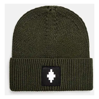 Vlněná čepice Marcelo Burlon Cross Patch Beanie zelená barva, CMLC001F24KNI0015801