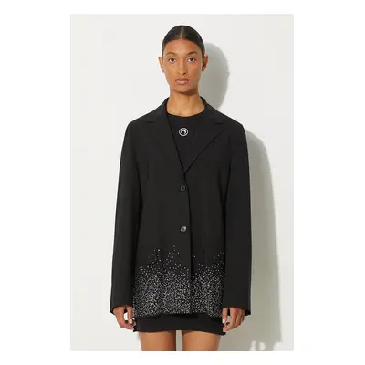 Vlněné sako JW Anderson Crystal Hem Blazer černá barva, oversize, vzorované, JK0308.PG1321.999