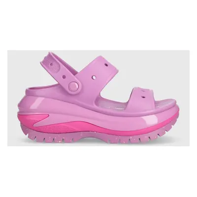 Pantofle Crocs Classic Mega Crush Sandal dámské, fialová barva, na platformě, 207989