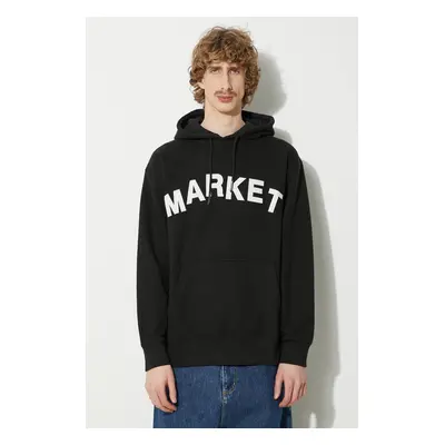 Bavlněná mikina Market Community Garden Hoodie pánská, černá barva, s kapucí, s aplikací, 397000