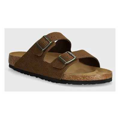 Semišové pantofle Birkenstock Arizona pánské, hnědá barva, 1028280