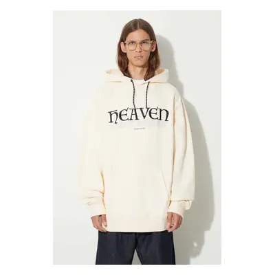 Bavlněná mikina Wood Wood Zeus Heaven Hoodie pánská, béžová barva, s kapucí, s aplikací, 1233560