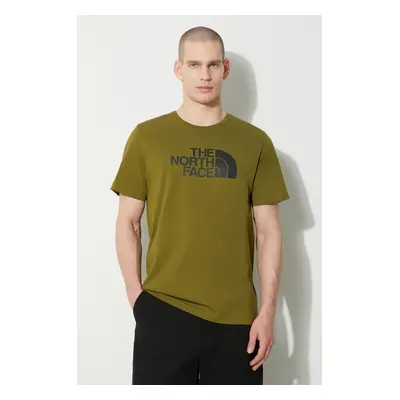 Bavlněné tričko The North Face M S/S Easy Tee zelená barva, s potiskem, NF0A87N5PIB1