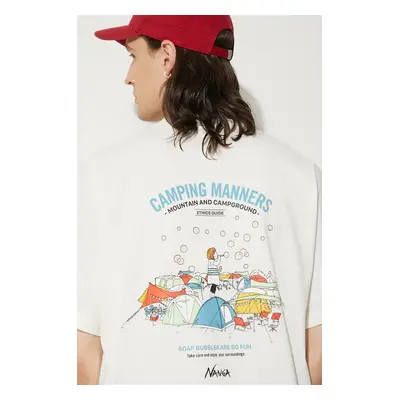 Tričko Nanga Eco Hybrid Camping Manners Soap Bubbles Tee bílá barva, s potiskem, NW2411.1G801.A