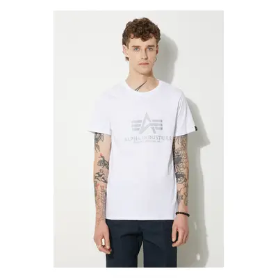 Bavlněné tričko Alpha Industries Reflective Print bílá barva, s potiskem, 100501RP.09-white