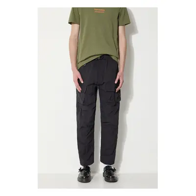 Kalhoty Maharishi Veg Dyed Cargo Track Pants Japanese pánské, černá barva, ve střihu cargo, 5040