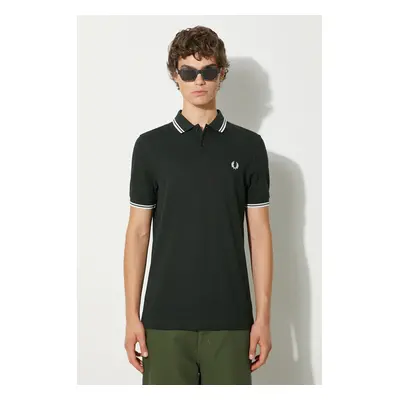 Bavlněné polo tričko Fred Perry zelená barva, s aplikací, M3600.T50