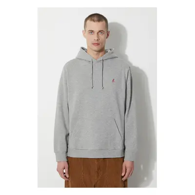 Bavlněná mikina Gramicci One Point Hooded Sweatshirt pánská, šedá barva, s kapucí, hladká