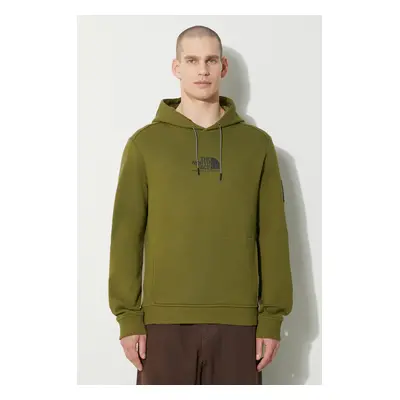 Bavlněná mikina The North Face M Fine Alpine Hoodie pánská, zelená barva, s kapucí, s potiskem, 