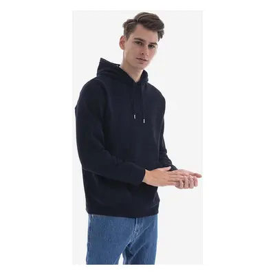 Bavlněná mikina Norse Projects Vagn Classic Hood pánská, tmavomodrá barva, s kapucí, hladká, N20