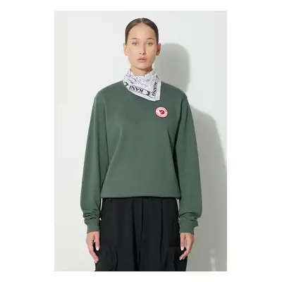 Bavlněná mikina Fjallraven 1960 Logo Badge Sweater dámská, zelená barva, s aplikací, F87230