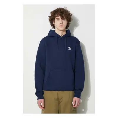 Mikina adidas Originals Trefoil Essentials Hoodie pánská, tmavomodrá barva, s kapucí, s aplikací