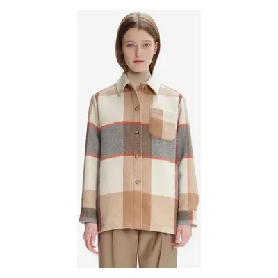 Vlněná bunda A.P.C. Blouson Darlene béžová barva, přechodná, oversize, WOANS-F02773 MULTICOLOR