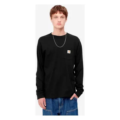 Bavlněné tričko s dlouhým rukávem Carhartt WIP L/S Pocket T-Shirt černá barva, I030437.BLACK-BLA