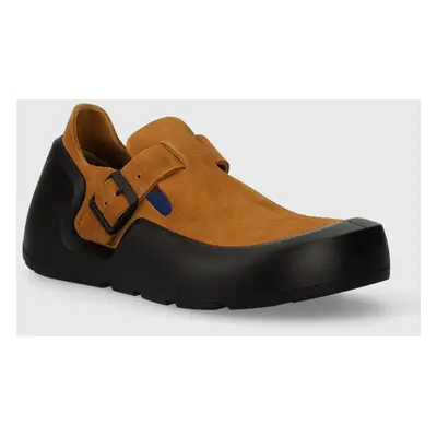 Semišové polobotky Birkenstock Reykjavik dámské, hnědá barva, na plochém podpatku, 1027351