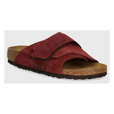 Semišové pantofle Birkenstock Kyoto dámské, vínová barva, 1028392