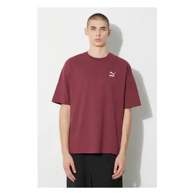 Bavlněné tričko Puma BETTER CLASSICS Oversized Tee vínová barva, 621315