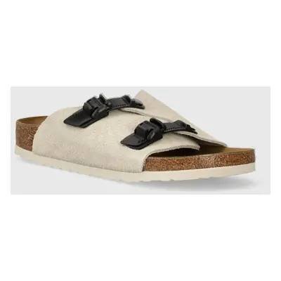 Semišové pantofle Birkenstock Zürich dámské, béžová barva, 1026788