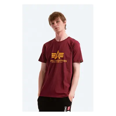 Bavlněné tričko Alpha Industries Basic T-Shirt červená barva, s potiskem, 100501.184