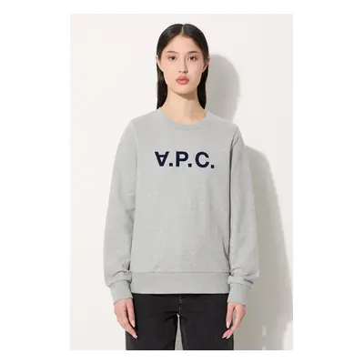 Bavlněná mikina A.P.C. Sweat Viva dámská, šedá barva, s potiskem