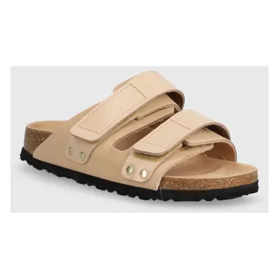 Kožené pantofle Birkenstock Uji dámské, béžová barva, 1026544