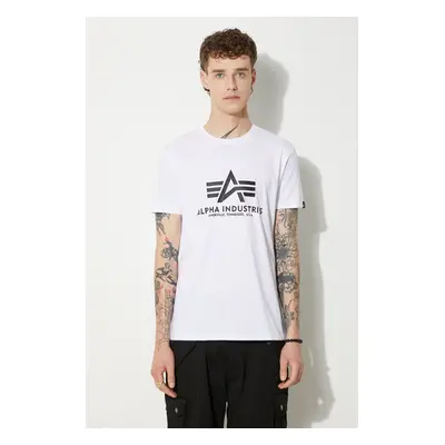 Bavlněné tričko Alpha Industries Basic T-Shirt bílá barva, s potiskem, 100501.09